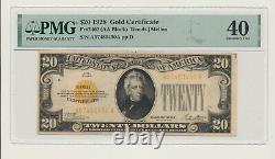 1928 $20 Gold Cert. Fr#2402 (AA Block) PMG 40 S/N A07480450A ppD Woods/Mellon
