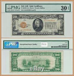 1928 $20 Gold Certificate Bank Note PMG 30 EPQ Very Fine VF Twenty Dollars