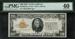 1928 $20 Gold Certificate FR-2402 Graded PMG 40 Extremely Fine