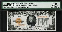 1928 $20 Gold Certificate FR-2402 Graded PMG 45 Choice Extremely Fine