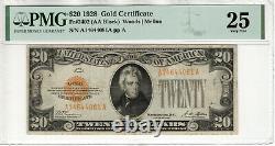 1928 $20 Gold Certificate Note Fr. 2402 Aa Block Pmg Very Fine Vf 25 (081a)
