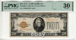 1928 $20 Gold Certificate Note Fr. 2402 Aa Block Pmg Very Fine Vf 30 (229a)