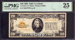 1928 $20 Gold Certificate Star Note Fr. 2402 A Block Pmg Very Fine Vf 25