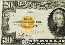 1928 $20 US Gold Certificate in Very Fine VF Condition Fr 2402 Woods/Mellon