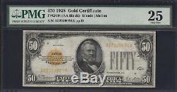 1928 $50 Fr# 2404 (AA Block) GOLD CERTIFICATE PMG Very Fine 25 VF25