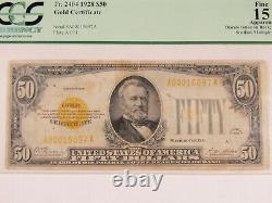1928 $50 Gold Certificate Certified PCGS FINE 15 Apparent