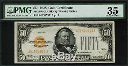 1928 $50 Gold Certificate FR-2404 Graded PMG 35 Choice Very Fine