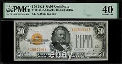 1928 $50 Gold Certificate FR-2404 Graded PMG 40 Extremely Fine