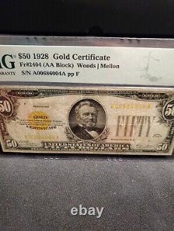1928 $50 Gold Certificate FR-2404 PMG 25 Very Fine