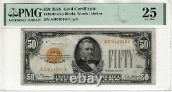 1928 $50 Gold Certificate Note Fr. 2404 Aa Block Pmg Very Fine Vf 25 (348a)