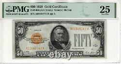 1928 $50 Gold Certificate Note Fr. 2404 Aa Block Pmg Very Fine Vf 25 (747a)