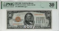 1928 $50 Gold Certificate Note Fr. 2404 Aa Block Pmg Very Fine Vf 30 (901a)