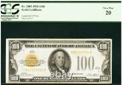 1928 Gold Certificate $ 100 Dollars PCGS VF 20