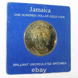 1975 JAMAICA 100 DOLLAR GOLD COIN- COLUMBUS, DISCOVERER. 900 FINE GOLD= 22k GOLD
