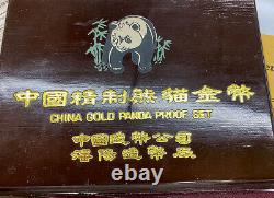 1986 China Gold Panda Proof Set. All 5 Coins In Original Box
