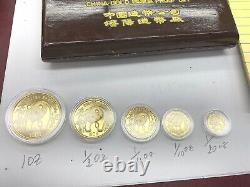 1986 China Gold Panda Proof Set. All 5 Coins In Original Box