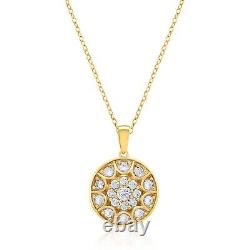 1Ct Round Certificate Natural Moissanite Men Sun Pendant 14K Gold Plated Silver