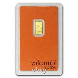 1 Gram 999.9 Fine Gold Bullion Bar 24K VALCAMBI SUISSE w ASSAY CERTIFICATE