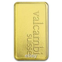 1 Gram 999.9 Fine Gold Bullion Bar VALCAMBI SUISSE w Assay Certificate