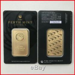 1 oz. 9999 Fine 24 Karat Gold Bar Perth Mint Unopened with Assay Certificate