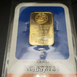 1 oz Engelhard Gold Bar. 9999 Fine Gold With Assay Certificate