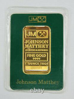 1 oz Gold Bar JM Johnson Mathey 9999 Fine Gold Green Certificate A64737