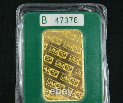 1 troy oz ounce Gold Bar Johnson Matthey JM 99.99% Fine B47376 Green Certificate