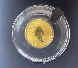 2001 1/4 oz. 9999 Fine Gold Hologram Maple Leaf Certificate of Authenticity/Box