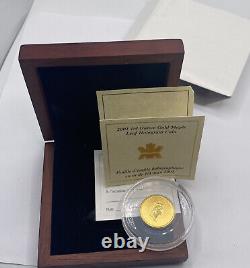 2001 1/4 oz. 9999 Fine Gold Hologram Maple Leaf Certificate of Authenticity/Box