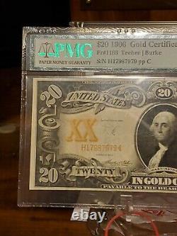 $20 1906 Gold Certificate Fr#1186 Teehe/Burke PMG 25 Very Fine