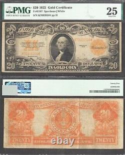 $20 1922 Gold Certificate Fr. 1187 Speelman and White PMG 25 Very Fine
