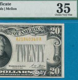 $20. 1928 Gold Seal Gold Certificate Pmg Choice Very Fine 35