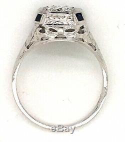 20 K White Gold Antique Art Deco Diamond Engagement Ring. 60ct Gia Certificate