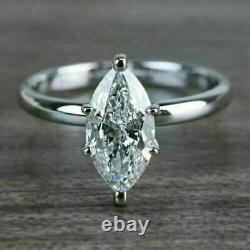 2CT Marquise Cut Moissanite Solitaire Engagement Ring 14K White Gold Over