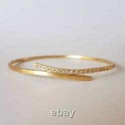 2CT Round Certificate Moissanite Women Bangle Bracelet In 14K Gold Plated Silver