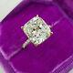 2Ct Cushion Cut Certificate Neutral Moissanite Women Ring 14k Gold Plated Silver