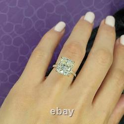 2Ct Cushion Cut Certificate Neutral Moissanite Women Ring 14k Gold Plated Silver