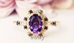 2Ct Oval Cut Simulated Amethyst Unique Amethyst Engagement 14K Rose Gold FN