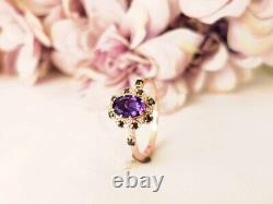 2Ct Oval Cut Simulated Amethyst Unique Amethyst Engagement 14K Rose Gold FN