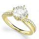 2Ct Round Certificate Natural Moissanite Women Wedding Ring 14K Yellow Gold Over