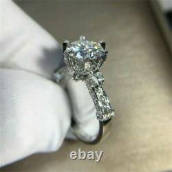 2Ct Round-Cut Moissanite Diamond With GRA Certificate Ring 14K White Gold Finish