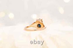 2Ct Round Cut Simulated Alexandrite Vintage Antique Owl Ring 14K Yellow Gold FN
