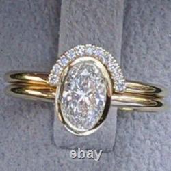 2.50carat Oval Cut Moissanite Ring IGL&T UK Certification 14k Yellow Gold Plated