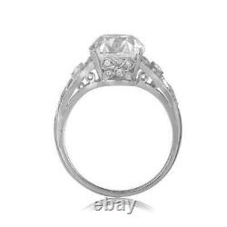 2.55Ct Cushion Cut Diamond Edwardian Vintage Engagement Fine Ring 14k White Gold