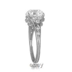 2.55Ct Cushion Cut Diamond Edwardian Vintage Engagement Fine Ring 14k White Gold