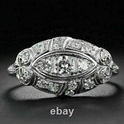 2.56 Ct Round Cut Lab-Created Diamond Trilogy Retro 1920's Vintage Art Deco Ring