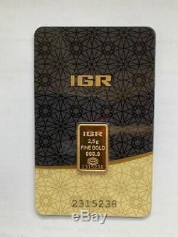 2.5 g Gold Bar New, Sealed with Certificate 999.9 Fine Gold FAST DELIVERY