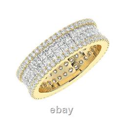 2.75 Ct 100% Natural Round & Princess Diamond Full Eternity Ring 18K Yellow Gold