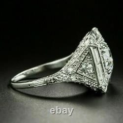 2.79 Carat Round Cut Lab-Created Diamond Unique Halo Style Vintage Art Deco Ring
