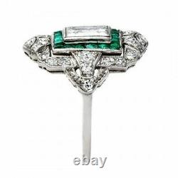 2.89 Ct Emerald Cut Lab-Created Diamond Elegant 1920's Old Vintage Art Deco Ring